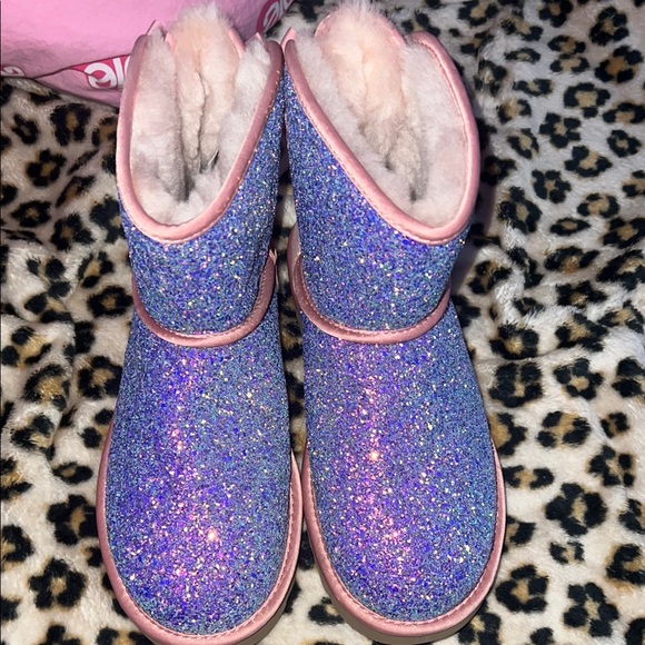 UGG Pink and Purple Glitter Ankle Boots - Picture 2 of 7